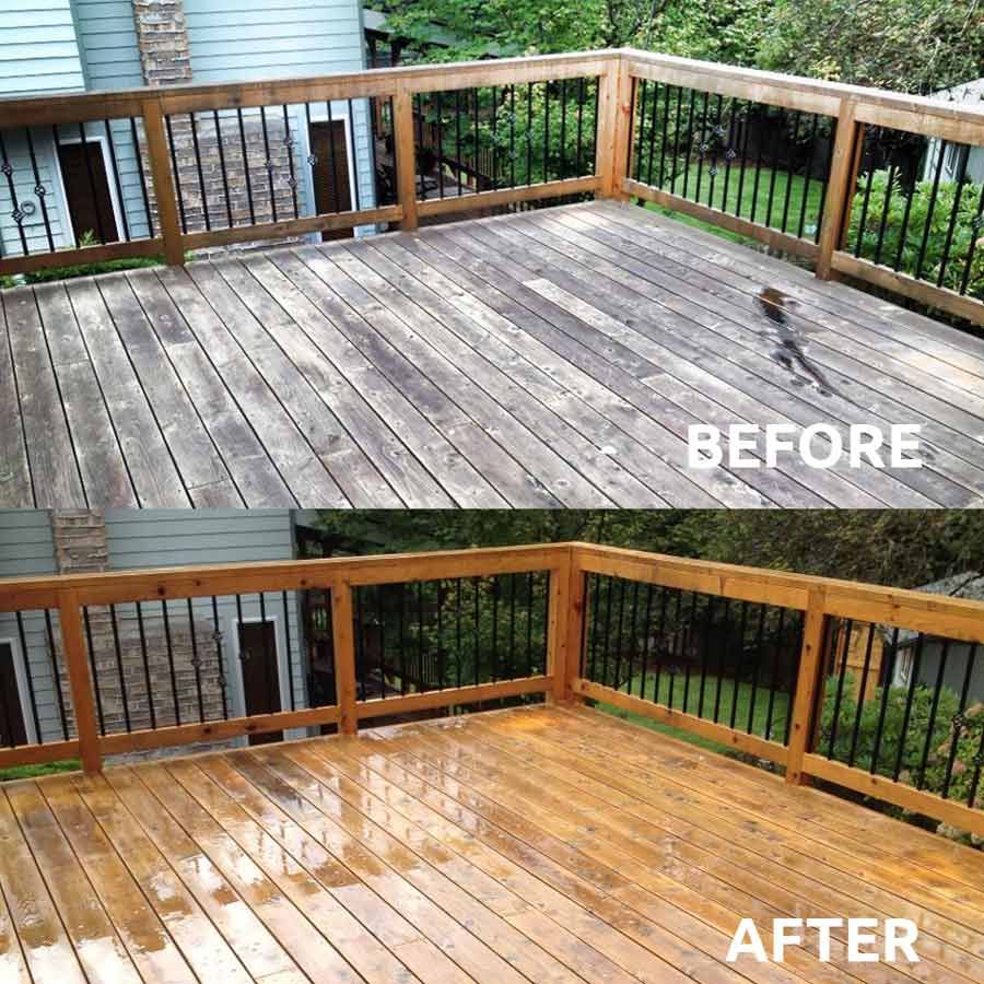 Before and After Deck Soft Washing
