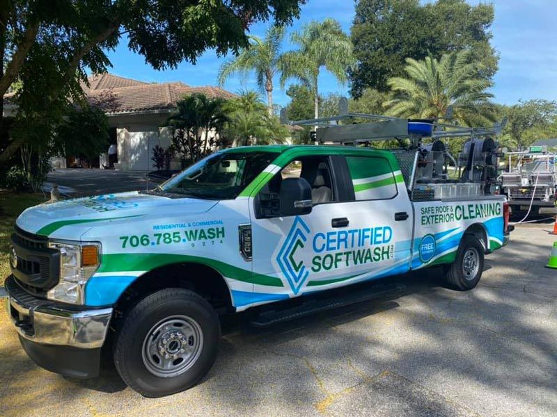 Certified Softwash Company Truck ready for soft washing in Georgia