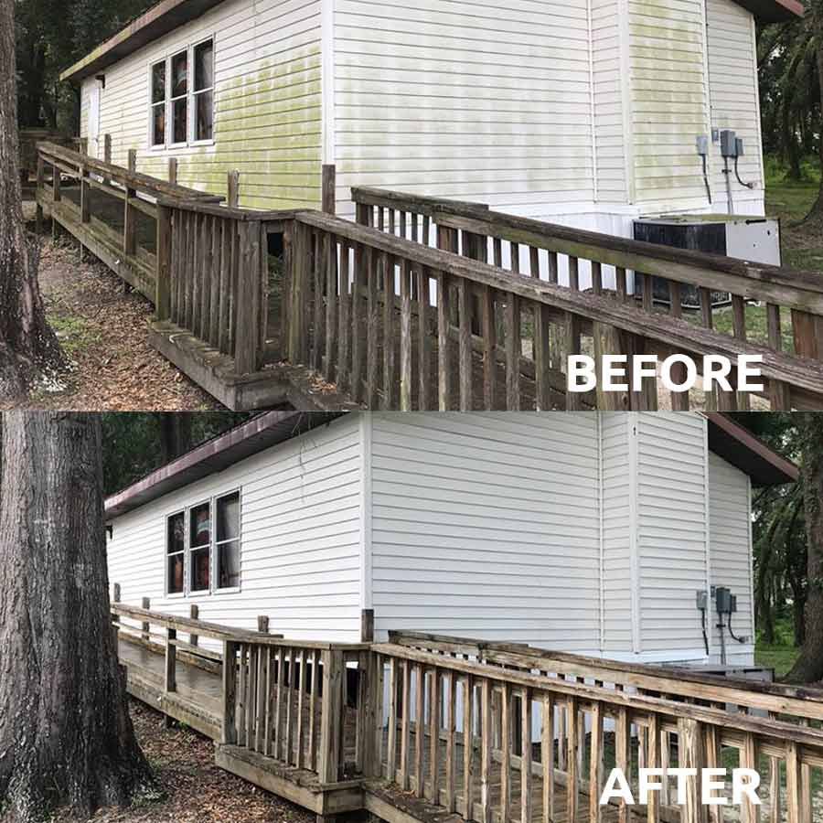 House Washing with soft washing in Athens GA Before and After