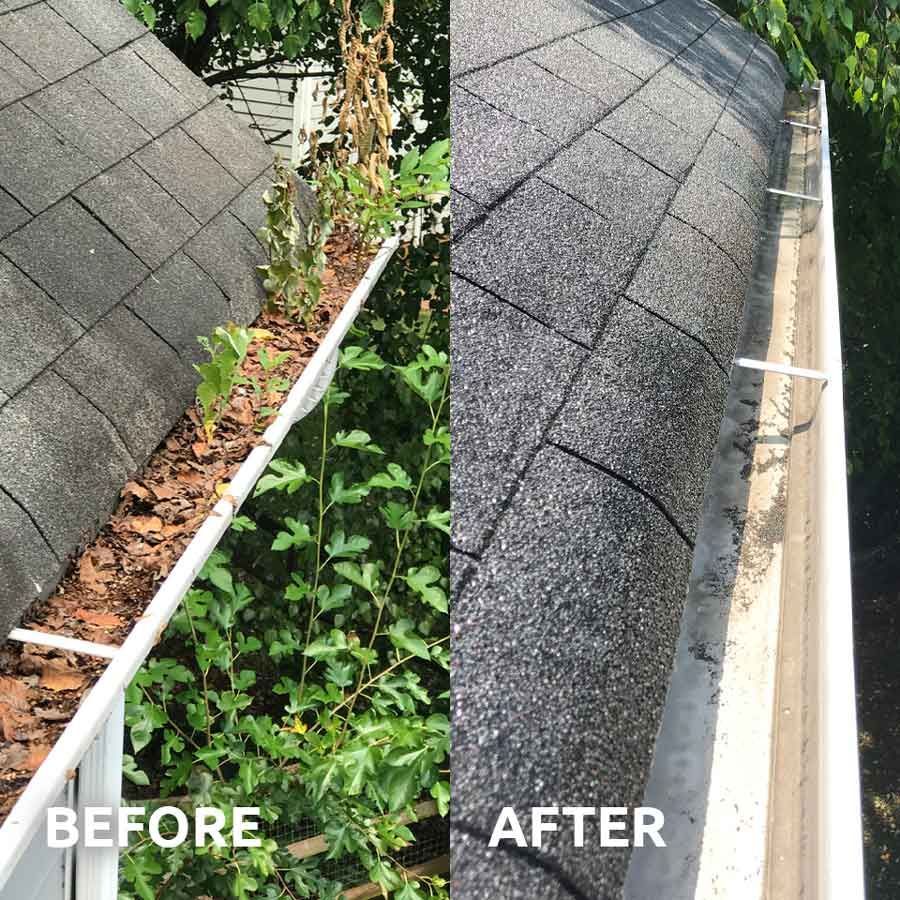 Before and After Gutter Cleaning in Athens GA